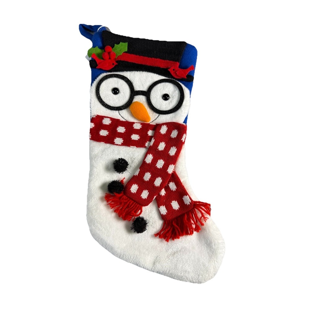 16" Snowman With Glasses And A Red Scarf Christmas Stocking
